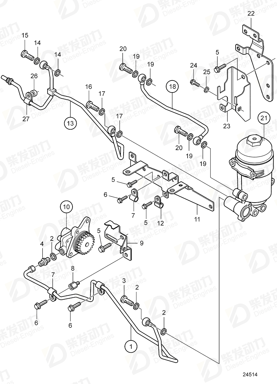 volvo penta Fuel filter 20860690 Drawing